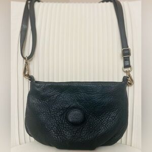 Roots Vintage Pebbled Leather Crossbody Bag with Brass Hardware